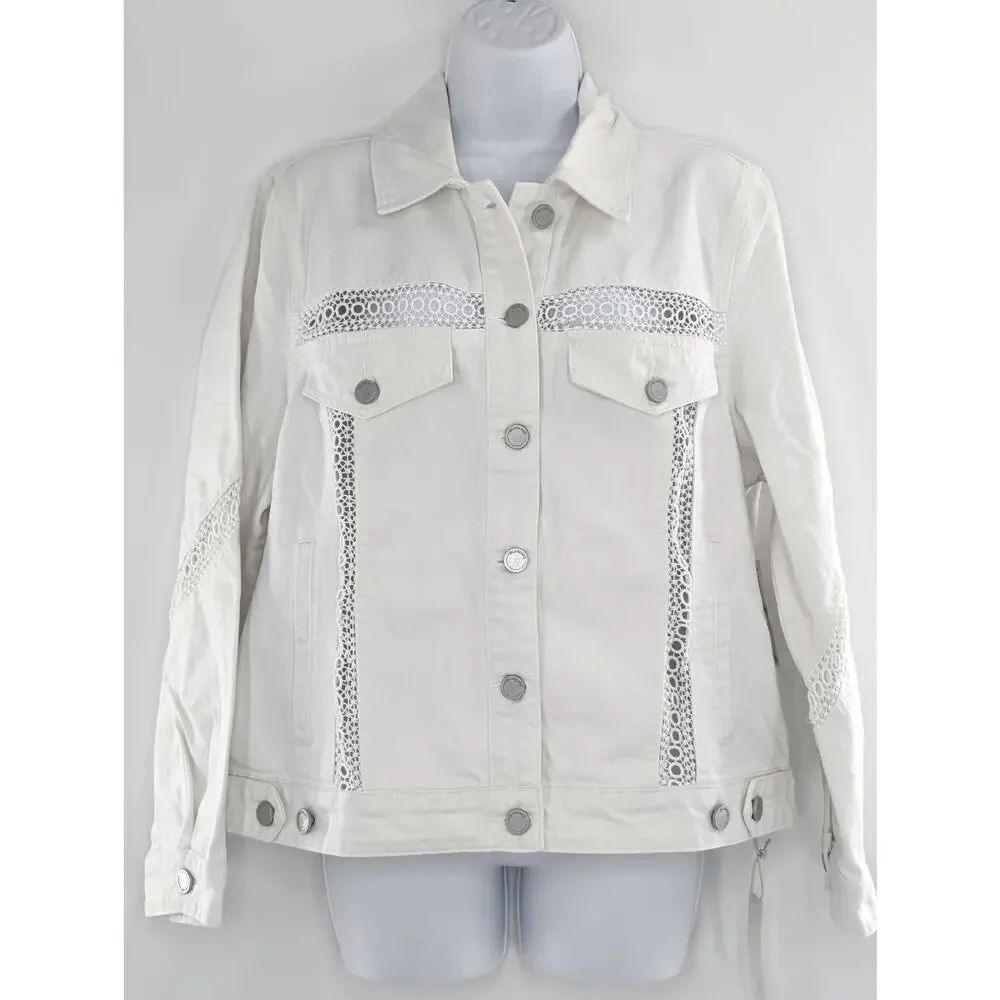 Blank NYC White Denim and Lace Jacket Size Medium - Picture 2 of 16